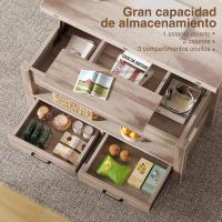 Centro Elevable, Mesa de Salón con Cajón y Compartimento Oculto, Mesas Elevables Modernas Convertibles en Comedor, 100 x 50 cm, Blanco - details 10