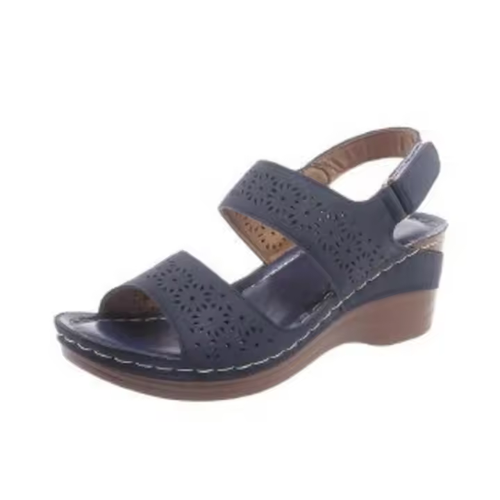 Sandalias romanas de talla grande con una sola tira calada para mujer, verano 2025, nuevas sandalias de velcro para exteriores - 1