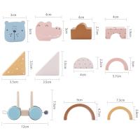 Juguetes Montessori de madera, bloques de animales, estrellas, Luna, tren envolvente, juguete de apilamiento de coordinación - details 6