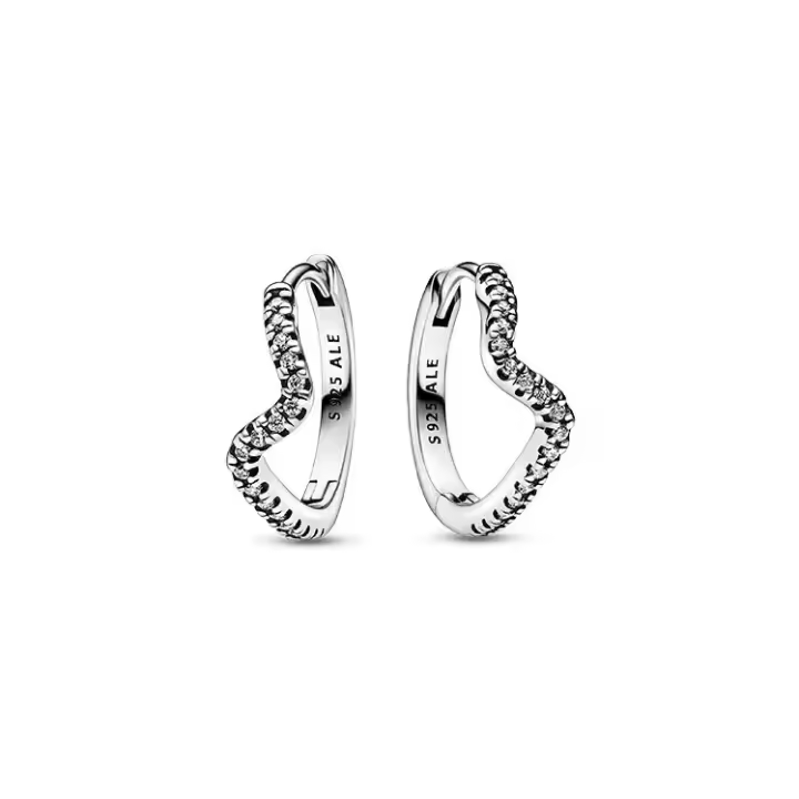 First Law Silver Heart - Pendientes de aro adornados con circonitas brillantes: pendientes clásicos de diseño divertido y asimétrico - 1