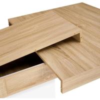 Mesa de comedor extensible rectangular para 6-10 personas, madera y blanco, 160-200 cm - details 6