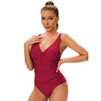 2025 nuevo traje de baño Sexy de una pieza cruzado con cuello en V para mujer, traje de baño de talla grande para mujer, trajes de baño de talla grande, ropa de playa de verano XXL - details 5