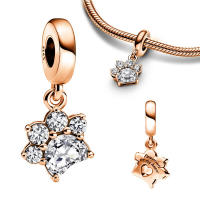 Colgante de plata con estampado de pata de mascota, pulsera brillante para fabricación de joyas, - details 1