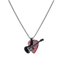 Collar con colgante de púa de guitarra de hip-hop, gargantilla de cadena de guitarra de acero de titanio Punk, cadena de suéter de guitarra eléctrica de moda Vintage para pareja - details 8