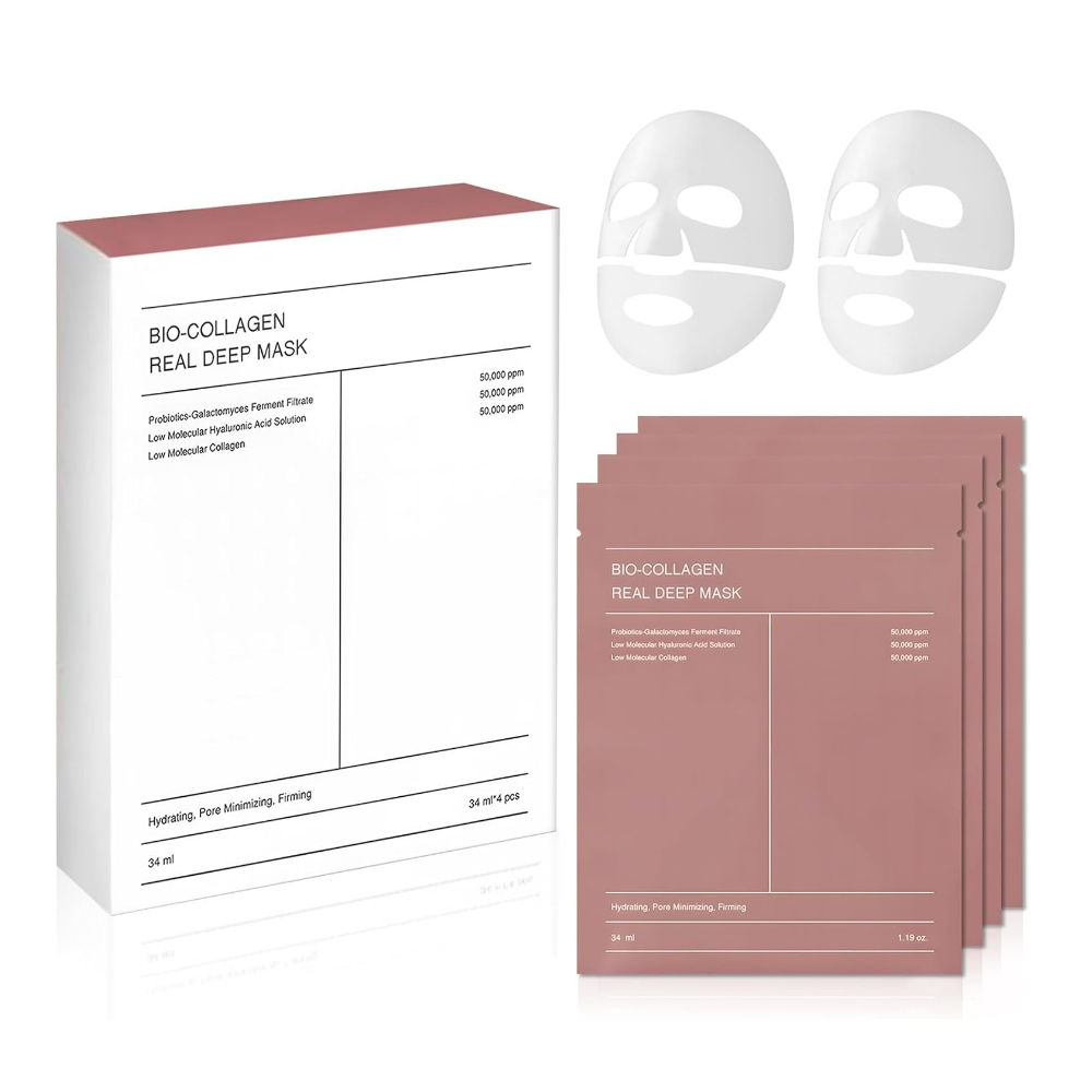 Mascarilla profunda de Colágeno Bio Real, máscara de Noche Bio Colágeno, ilumina el Color de La Piel, reduce las Líneas Finas,Hidratante, 8 uds.
