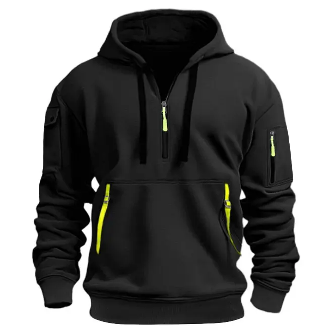 Sudadera con capucha para hombre, chaqueta deportiva informal con bolsillos, - 1