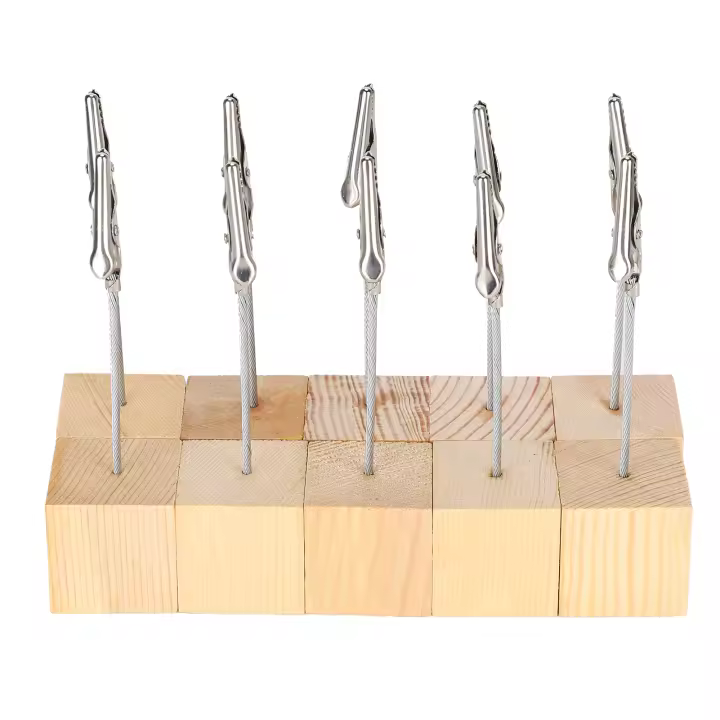 10 Uds. Abrazadera para notas, Base de madera, soporte con Clip de cocodrilo, número de foto, tarjetas de mesa, soporte para notas - 1