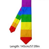 Corbata informal de 8cm con diseño de arcoíris, corbata estrecha, suave y colorida, ajustable, atada a mano, para hombre, Unisex - details 0