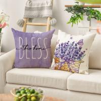 Juego de 4 fundas de lino de lavanda morada, para Granja, Color sólido para Sala de estar y sofá - details 6