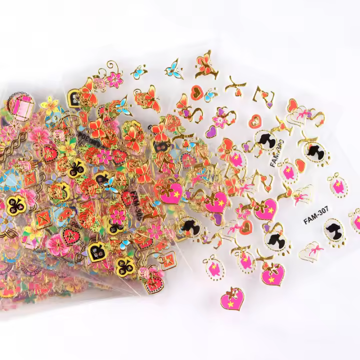 Pegatinas de Arte de Uñas 3D con Flores de Amor 30 piezas Diseños Variados Huecos Adhesivos Letras Mariposa Foil para Uñas - 1