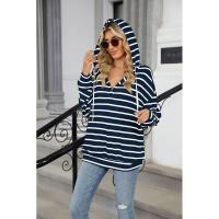 Sudadera con capucha de moda coreana para mujer, manga larga, rayas, primavera-otoño, top novedoso - details 4