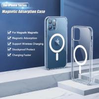 Para Magsafe fundas transparentes magnéticas para iPhone 15 14 13 12 11 Pro Max X XR Max 7 8 Plus carga inalámbrica cubierta de PC a prueba de golpes - details 3