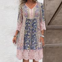 Vestido de Encaje Estampado Vintage de Verano Moda para Mujeres - details 1