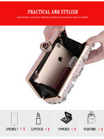 Bolso de mano con cadena y diamantes de imitación para mujer, Cartera de noche para boda y fiesta - details 3