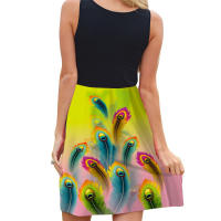 Vestido de verano sin mangas con cuello redondo y estampado Digital para mujer - details 22