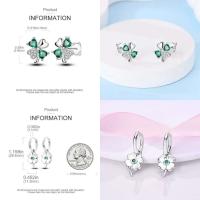 Pendientes colgantes de trébol de la suerte para mujer, plata pura, piedra Original, circón, herradura, verde de cuatro hojas, joyería de fiesta - details 15