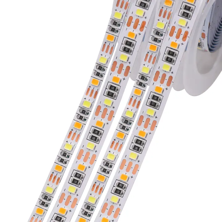 Tira de luces LED CCT, 5M, 2835, 5mm, 8mm, cc 5V, WW, CW, temperatura de Color, cinta Flexible ajustable, Fita - 1