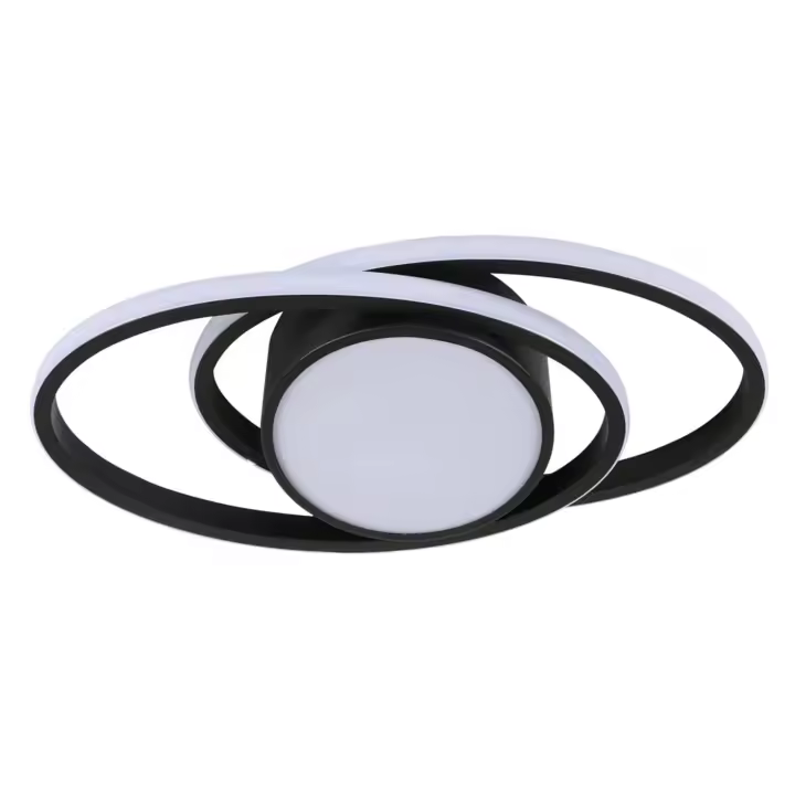 Plafón LED Doble Redondo Aluminio - GOECO - Negro Modelo Ovalado 39W 38,5*17*6cm Regulación Continua con Mando a Distancia - 1