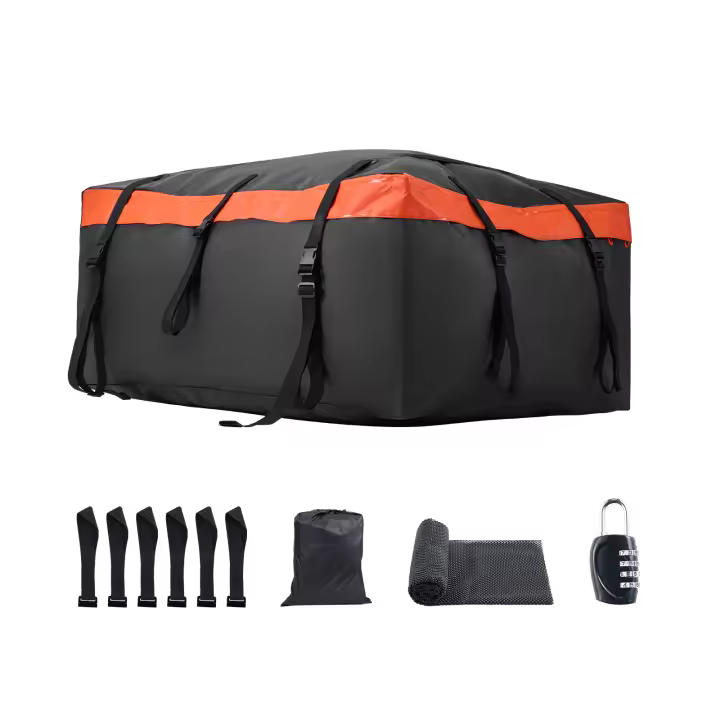 SucceBuy Bolsa de carga para techo de coche de 20 pies cúbicos, bolsa de equipaje de techo impermeable de PVC 840D, alfombrilla antideslizante, cerradura, 6 ganchos para puertas, para todos los vehículos - 1