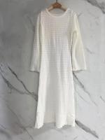 Vestido largo de punto con cuello redondo para mujer, ropa de calle de manga larga, 2024 - details 0