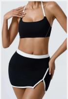 Conjunto de dos piezas de sujetador y pantalones cortos de entrenamiento de yoga, conjunto deportivo de mujer Fiess yoga Tre elástico de retales - details 11