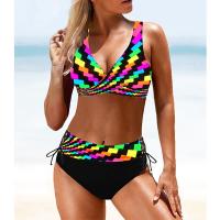 Conjunto de bikini con realce para mujer, traje de baño Sexy a rayas de colores, con sujetador acolchado, ropa de baño femenina - details 1