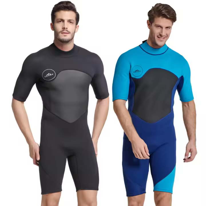 Traje de Neopreno SBART 2MM para Hombres Traje de Baño Corto Manga para Natación Scuba Diving Triatlón Protección UV Cierre de Zipper - 1