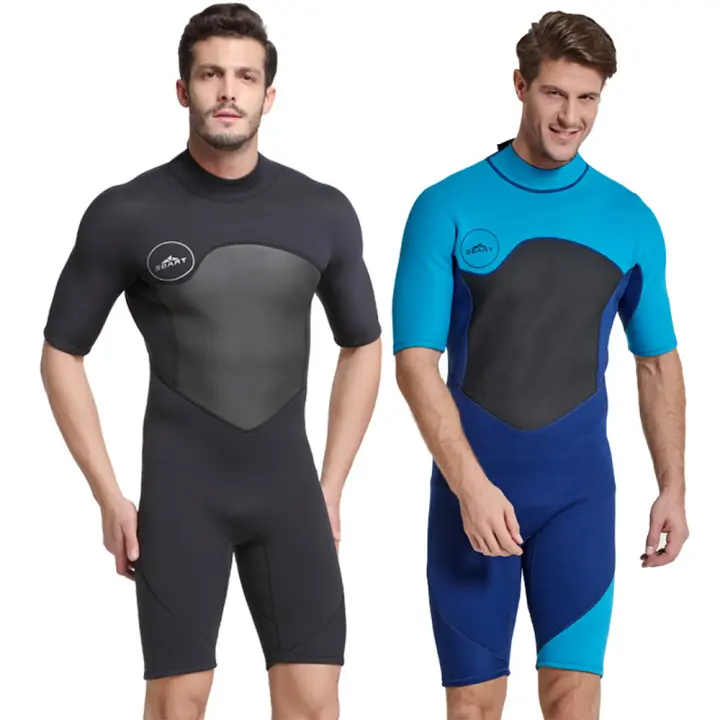Traje de Neopreno SBART 2MM para Hombres Traje de Baño Corto Manga para Natación Scuba Diving Triatlón Protección UV Cierre de Zipper - 1