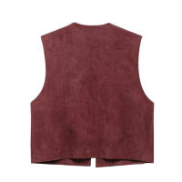 TRAFZA 2025 verano Mujer sólido sin mangas Casual estilo callejero Top corto mujeres cuello redondo bordado diseño Vintage chaleco Top - details 3