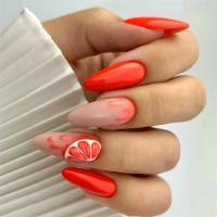 24Pcs Uñas Postizas Acrílicas Removibles En Estilo Almendrado Multicolor Con Ondas Para Fiesta Uñas Postizas Glossy Y Impermeables - details 10