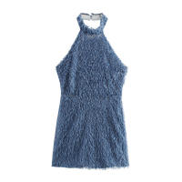 Vestido de Primavera para Mujer OUWU Ajuste Delgado, Sin Mangas, Cuello Colgante, Diseño de Socialité de Industria Pesada - details 1
