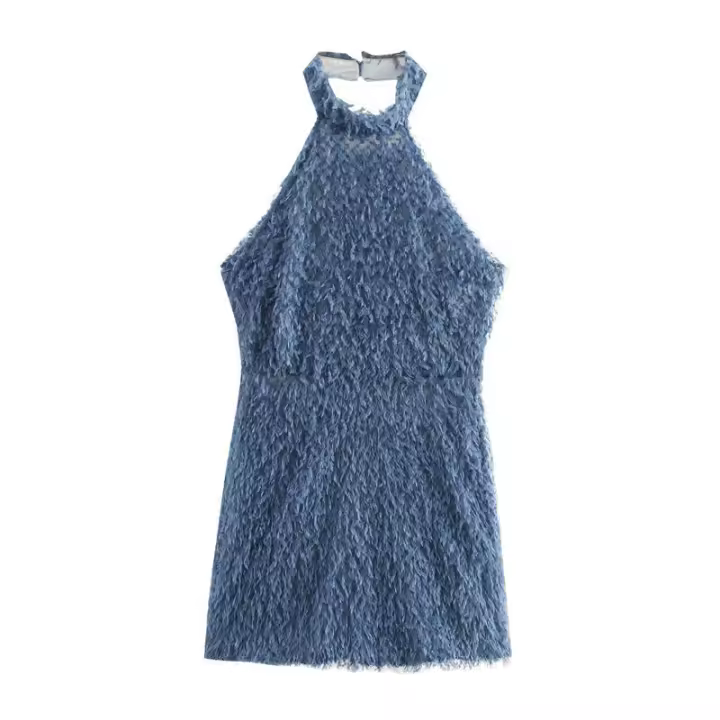 Vestido de Primavera para Mujer OUWU Ajuste Delgado, Sin Mangas, Cuello Colgante, Diseño de Socialité de Industria Pesada - 1