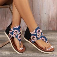 Sandalias planas estampadas con punta abatible para mujer, zapatos de playa a la moda, novedad de 2025 - details 1