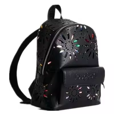 Desigual Bolso de hombro de la flor del hueco hacia fuera de la manera de las mujeres, mochila ocasional de las muchachas de la capacidad grande, prenda impermeable, moda, modelos de la marea - 1