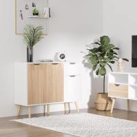 Aparador para Salón con 3 Puertas y Cajón Mueble Auxiliar para Salón Cocina Dormitorio 90x30x72 cm Blanco y Natural - details 7