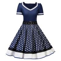 Vestido de Punto de Polka Dot Vintage 2024 Estilo Rockabilly Retro para Mujeres - details 9