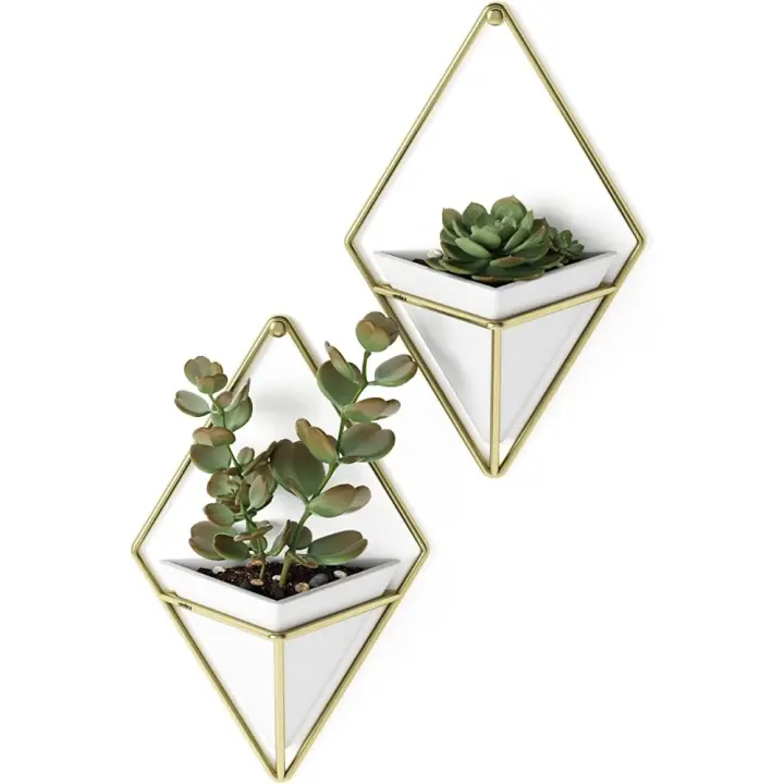 Soporte decorativo de pared multifuncional, juego de 2, Dolomita, Blanco/Dorado, Pequeña - 1