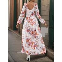 Vestidos elegantes de moda con cuello en V y mangas primavera otoño nuevo vestido largo estético con flores para mujeres calientes - details 10