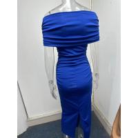 2025 vestido plisado de hombro de una palabra de primavera, falda de fondo dividida delgada y delgada, vestido, vestido largo - details 29