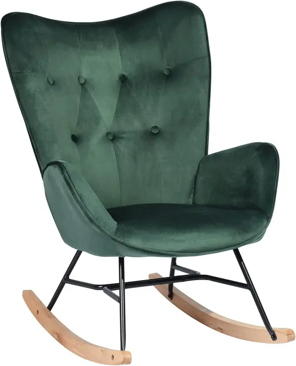 Silla de Relax Especial para Lactancia Estilo Nórdico Tejido de Haya, Madera, Metal - 1