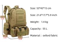 Mochila táctica 4 en 1 para hombre, bolsa de 55L para deportes al aire libre, Camping, senderismo, viajes, escalada - details 1