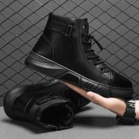 Zapatos de piel de moda para hombre, botas altas estilo Chelsea, impermeables, cómodas, con plataforma, 2025 - details 3