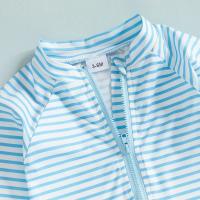 Traje de baño protector para niños y niñas de 0 a 3T Conjunto de 2 uds., estampado a rayas, manga larga y cuello redondo - details 5