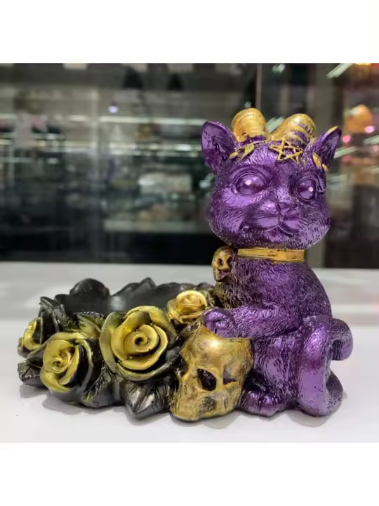 Gato Croissant de Resina Base de Jade de Bola de Cristal Proceso de Resina Ligero y Decorativo - 1