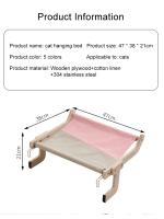 Cama de Mascota Colgante Hamaca de Ventana de Madera Lavable y Removible Ideal para Gatitos - details 0