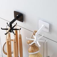 Gancho de puerta autoadhesivo de seis garras montado en la pared giratorio de 360 grados colgador de ropa toallero organizador de cocina - details 5
