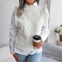 Suéter de punto sin mangas con volantes para mujer, chaleco informal, Otoño e Invierno - details 8
