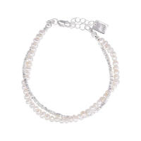 Pulsera de cuentas de plata con fragmentos de perlas pesadas puras de estilo coreano para mujer, regalo exquisito de nicho ligero para joyería Best Fri - details 3