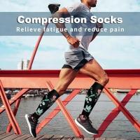 Medias de compresión con patrón floral para hombre y mujer, medias deportivas profesionales, edema, venas varicosas, enfermeros, 6 pares - details 6