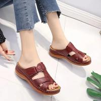 Women Cross Strap Sandals Buckle Strap Open Toe Solid Color Non-slip Slippers Slip-on Shoes - details 8